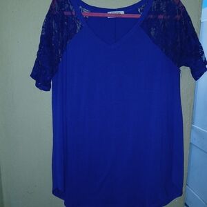 Zenana Outfitters Royal Blue Lace Sleeve Blouse